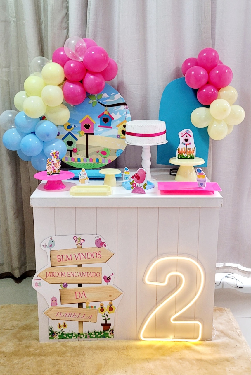 Kit Mini Festa Basic Com Balão - Jardim Encantado 1 - É Só Um Bolinho Locações 