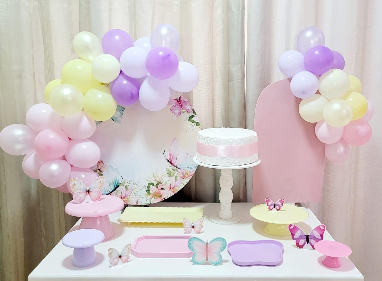 Kit Mesa Premium Com Balão - Borboleta Aquarelado - É Só Um Bolinho Locações 