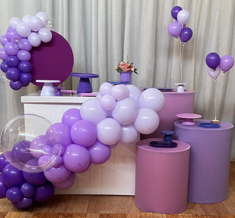 Kit Mini Festa Gold Standard Com Led - Tons de Roxo - É Só Um Bolinho Locações 