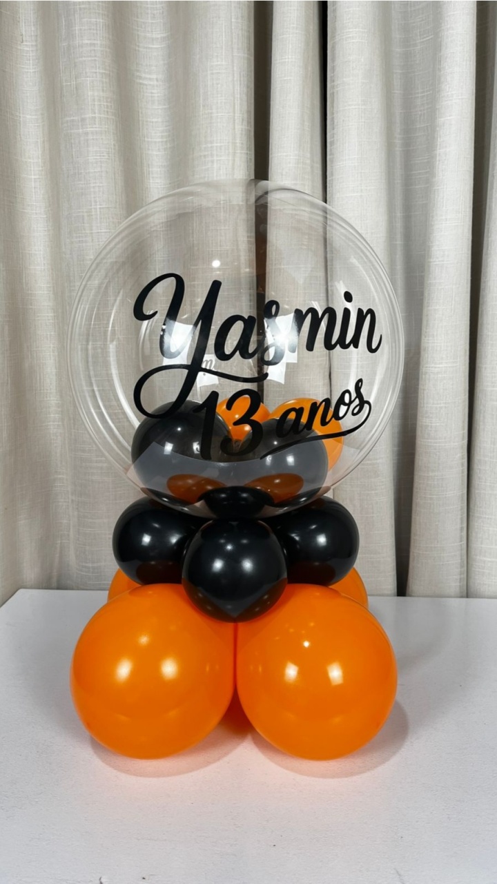 Box de Balão 18 Polegadas- Personalizado Laranja - É Só Um Bolinho Locações 