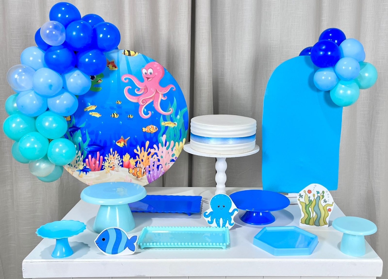 Kit Mesa Premium Com Balão - Fundo Do Mar - É Só Um Bolinho Locações 