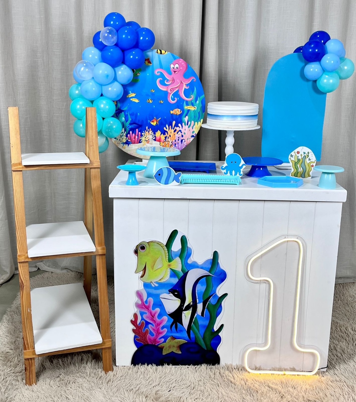 Kit Mini Festa Standard Com Led - Fundo Do Mar  - É Só Um Bolinho Locações 
