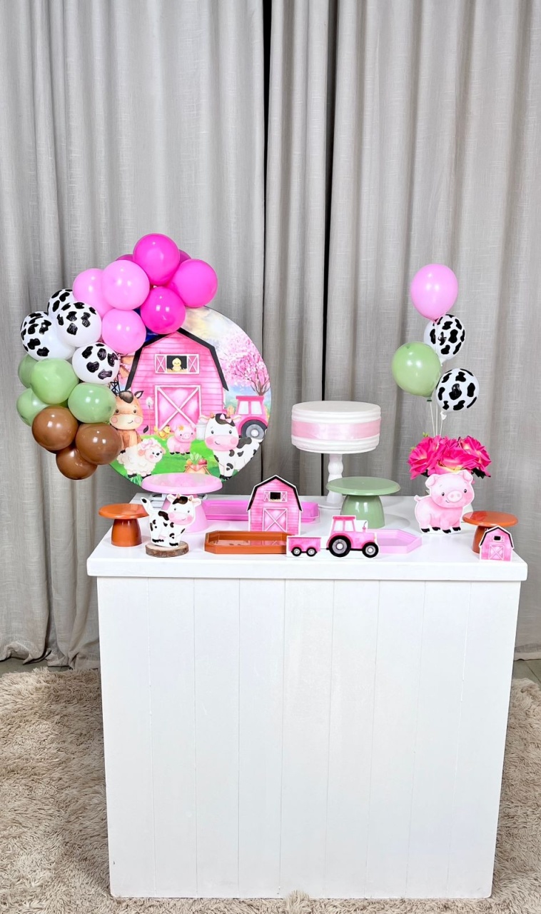 Kit Composto Com Balão -  Fazendinha Feminino 2 - É Só Um Bolinho Locações 