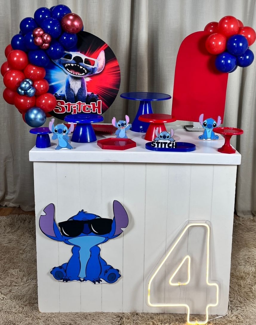 Kit Mini Festa Basic Com Led - Stitch - É Só Um Bolinho Locações 