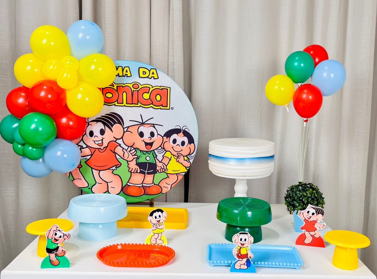 Kit Mesa Com Balão -  Turma da Monica  - É Só Um Bolinho Locações 