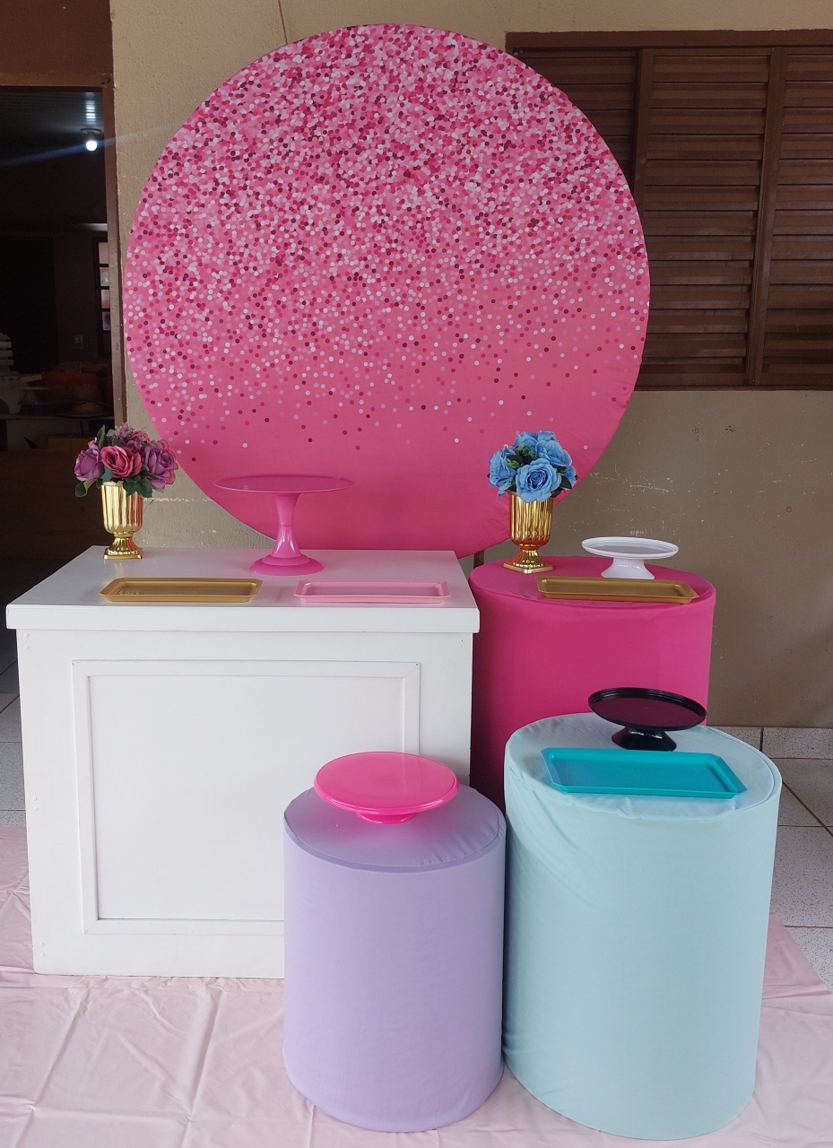 Kit Pegue Monte 4 Rosa Com Brilho  - MP DECOR 