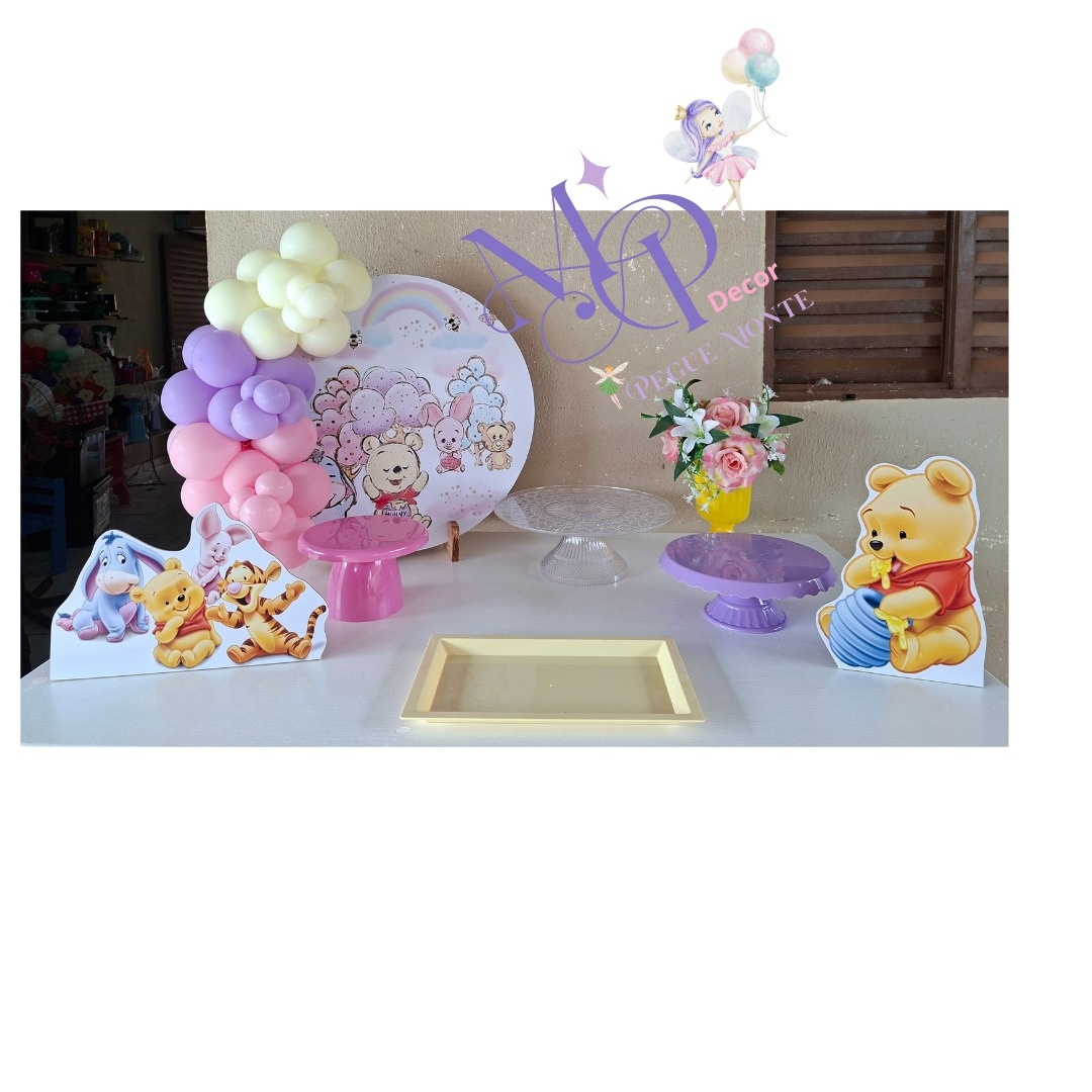 Kit Mesa  Parabéns  Ursinho Puff - MP DECOR 