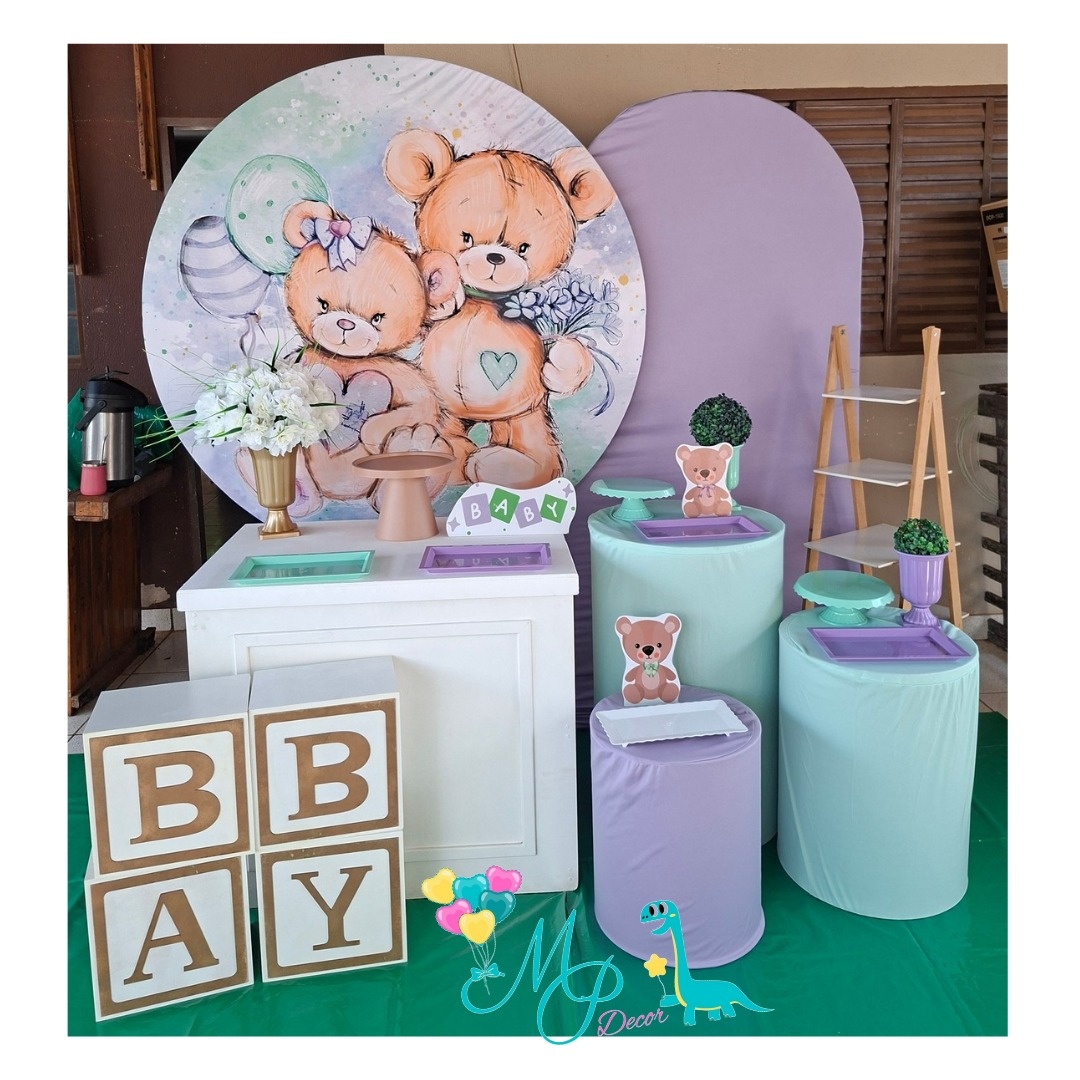 Kit Pegue  Monte  Chá Revelação  Lilás E Verde   Luxinho  - MP DECOR 