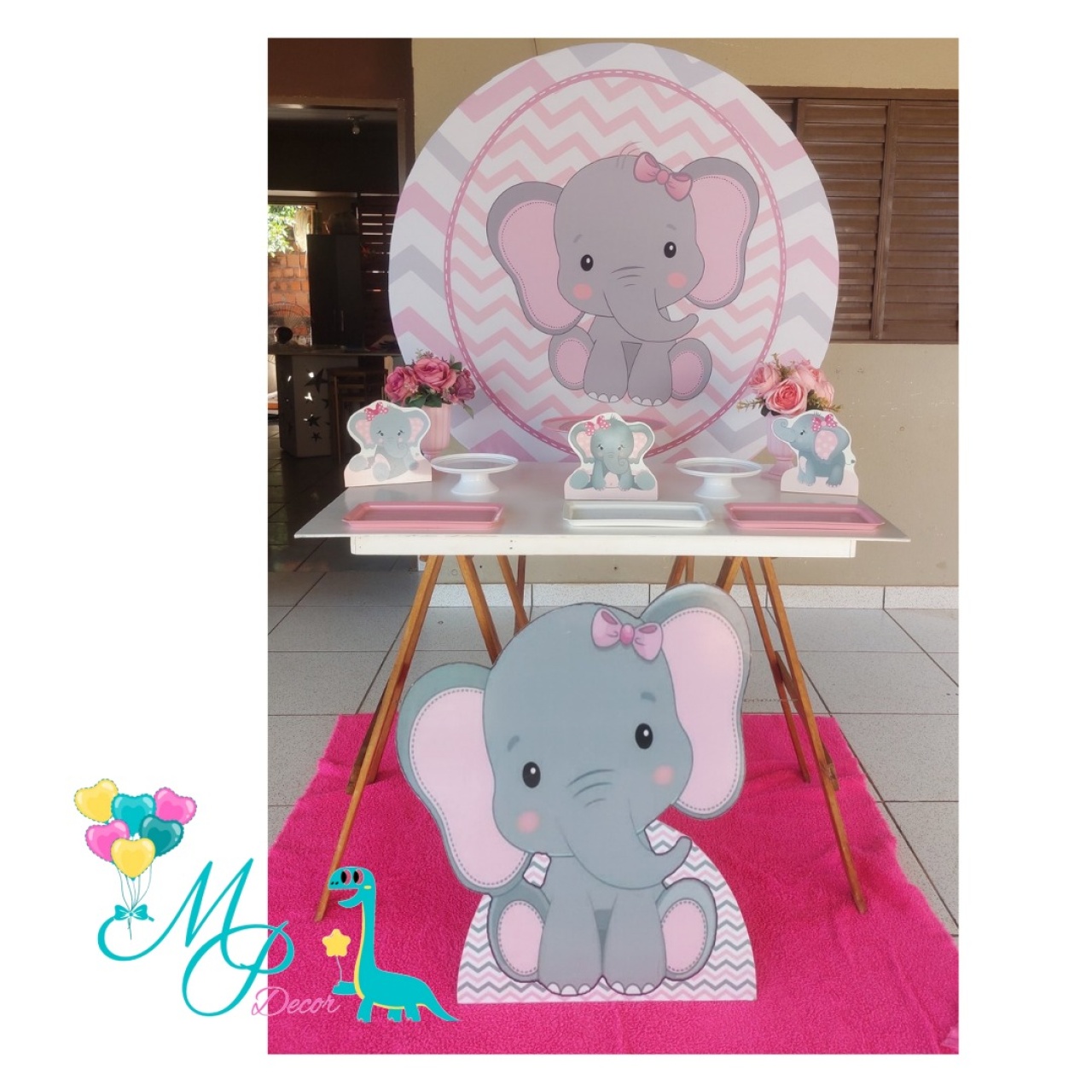 Kit Pegue Monte Elefante Rosa 1 - MP DECOR 