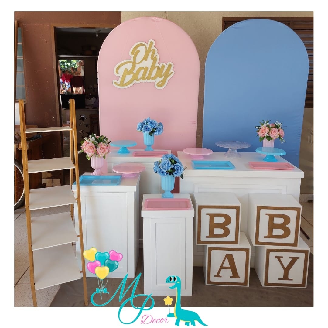 Kit Pegue  Monte  Chá Revelação  Rosa E Azul  - MP DECOR 
