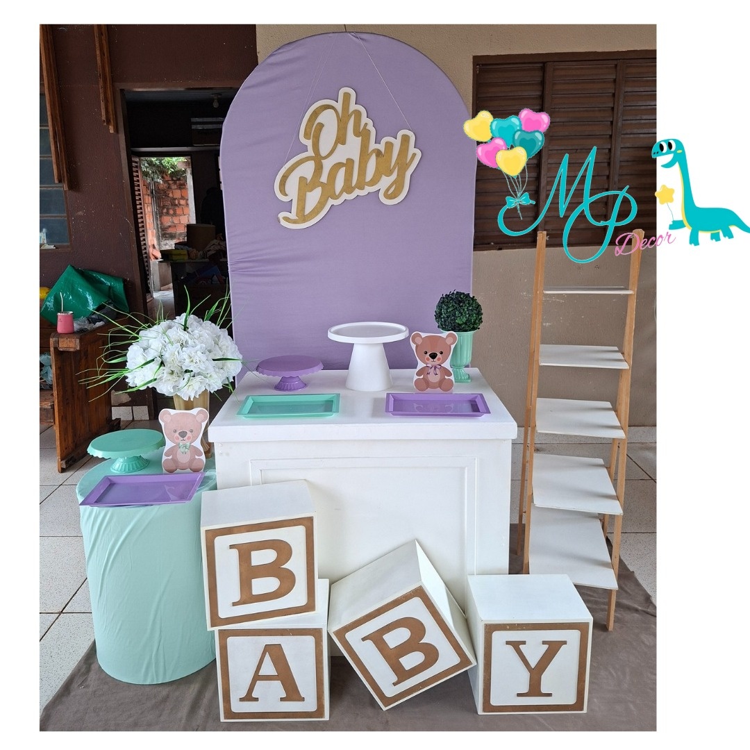Kit Pegue  Monte  Chá Revelação  Lilás E Verde   3 - MP DECOR 