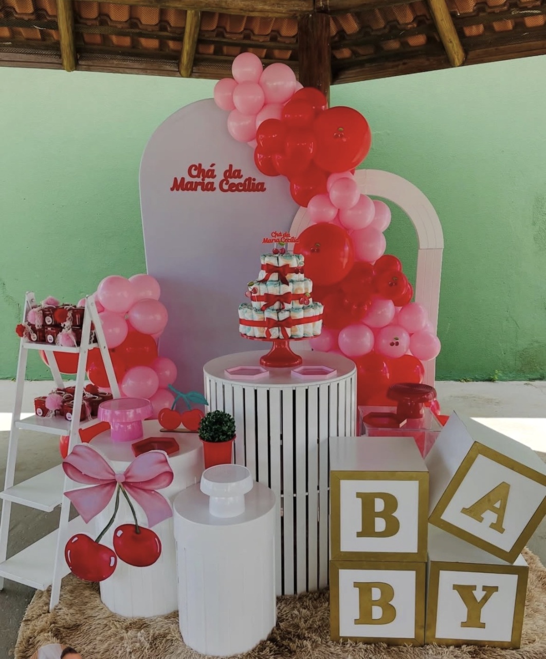 Decoração Chá de Bebê Cerejinha - karoline pedroso festas