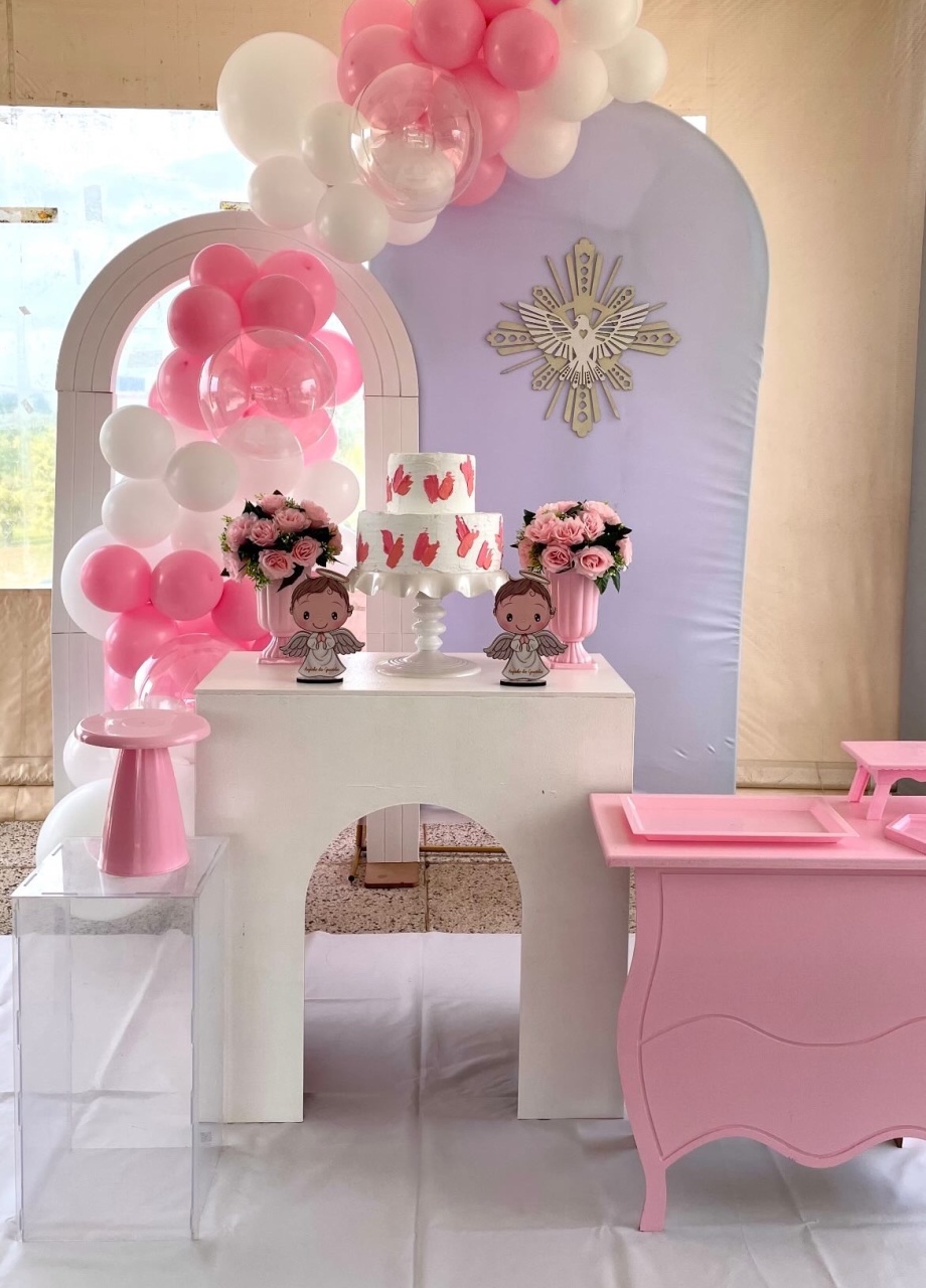 Decoração Batizado Rosa - karoline pedroso festas