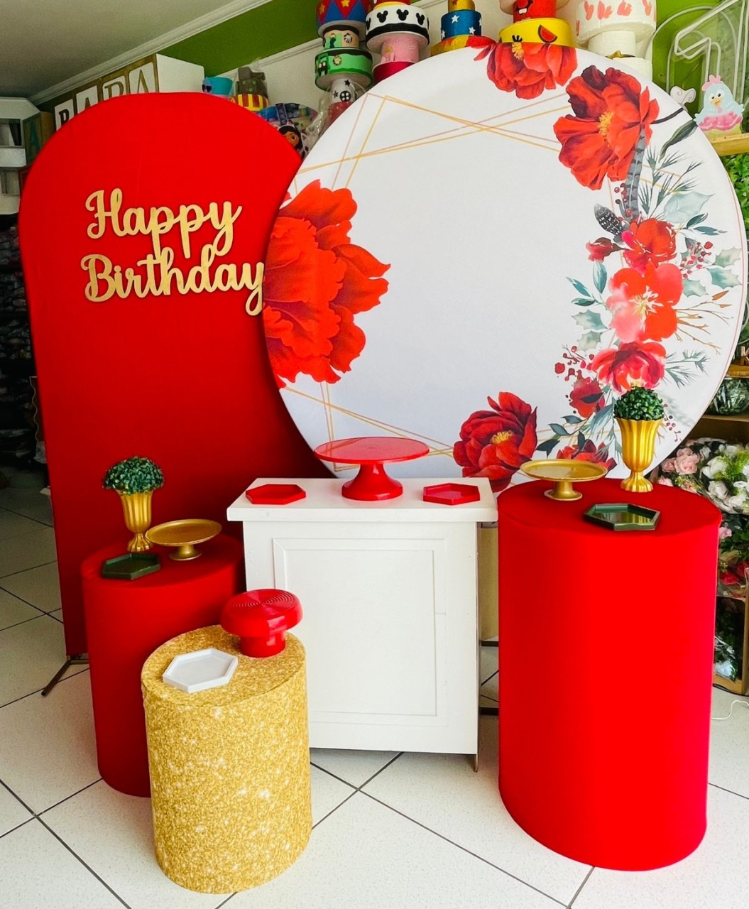 Kit Ouro - Floral Vermelho - karoline pedroso festas