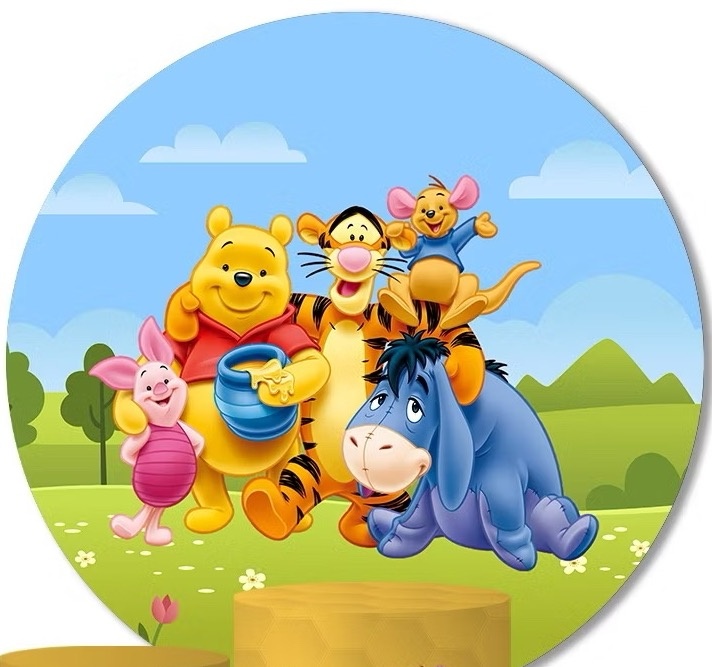 Capa Painel Redondo - Ursinho Pooh - karoline pedroso festas