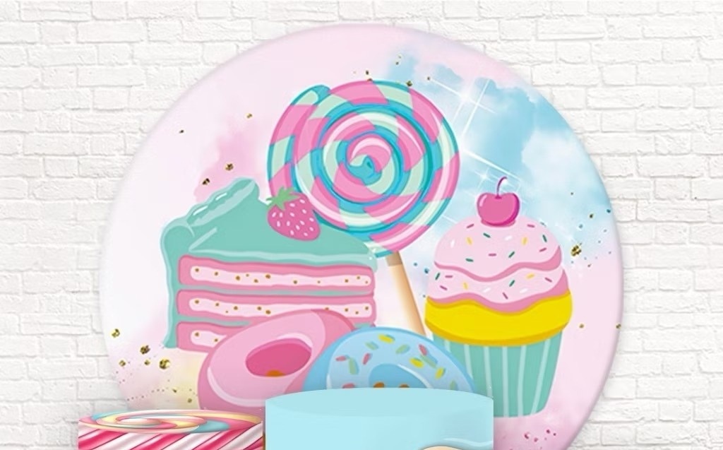 Capa Painel Redondo  - Doces / Candy - karoline pedroso festas