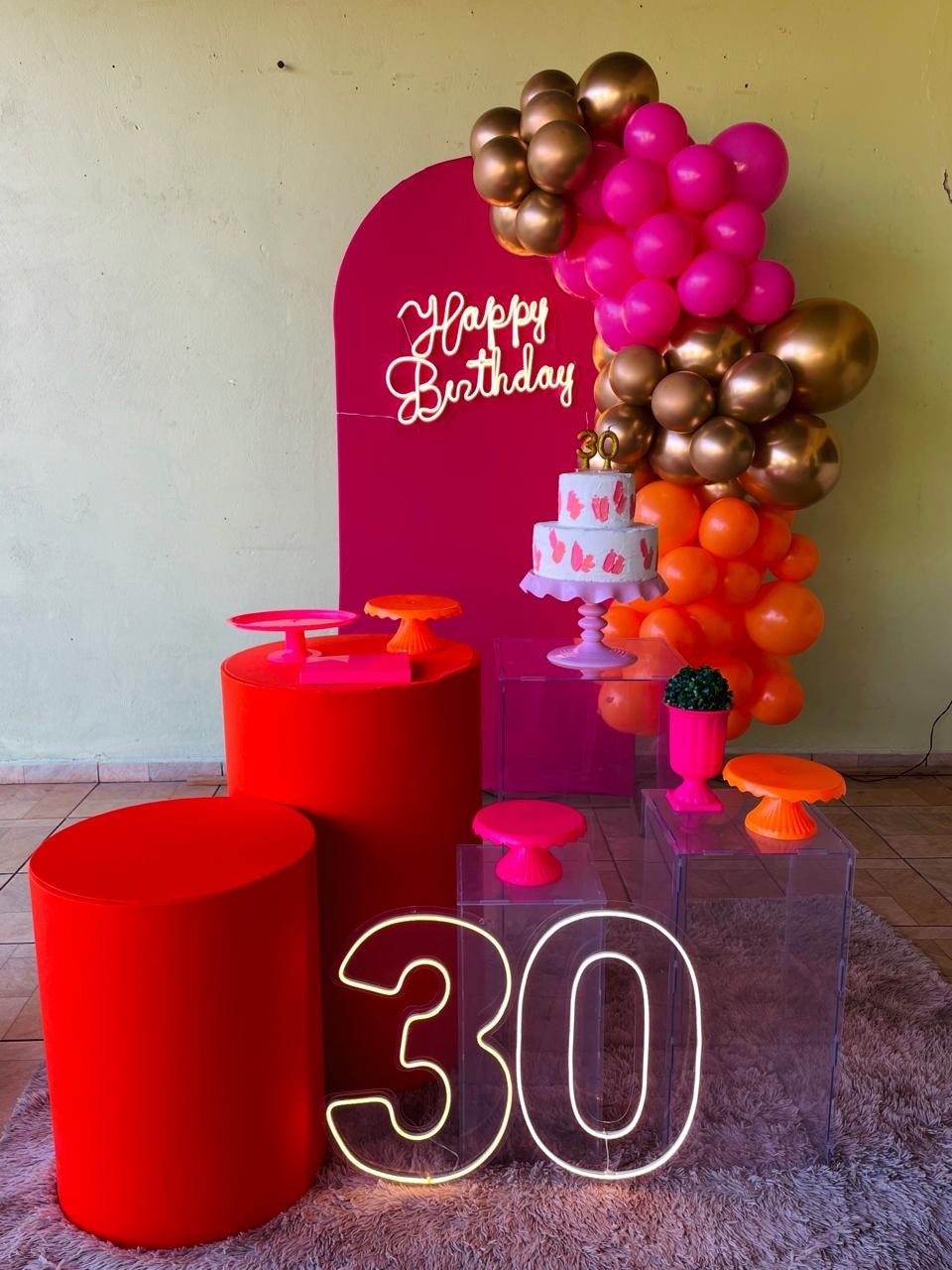 Decoração Pink E Laranja 3 - karoline pedroso festas