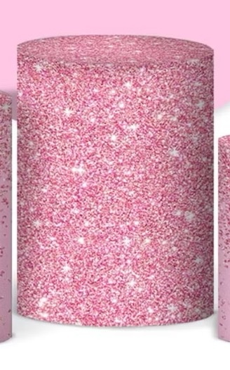 Capa Cilindro G - Rosa Com Glitter  - karoline pedroso festas