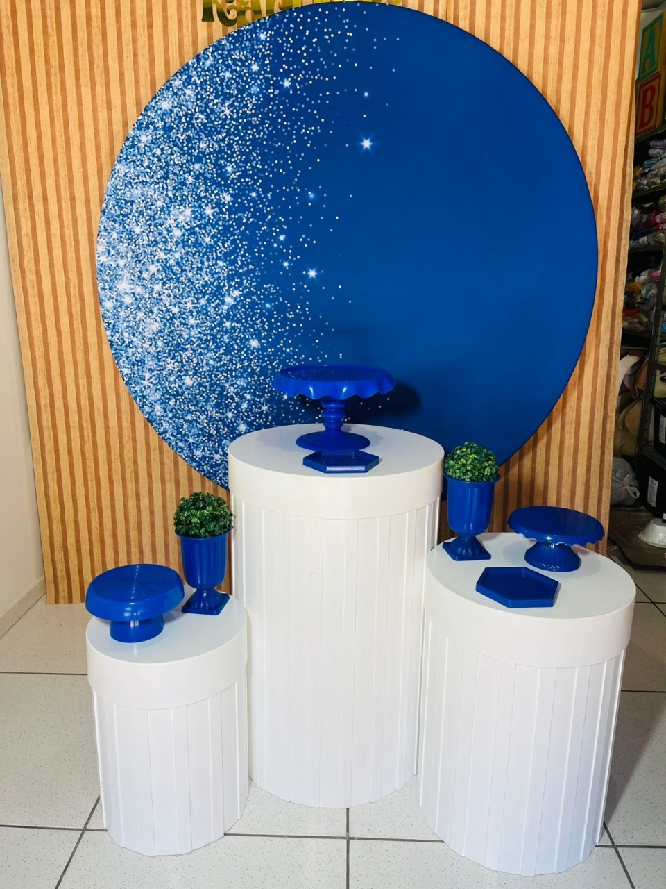 Kit Luxo - Azul Com Glitter Prata   - karoline pedroso festas