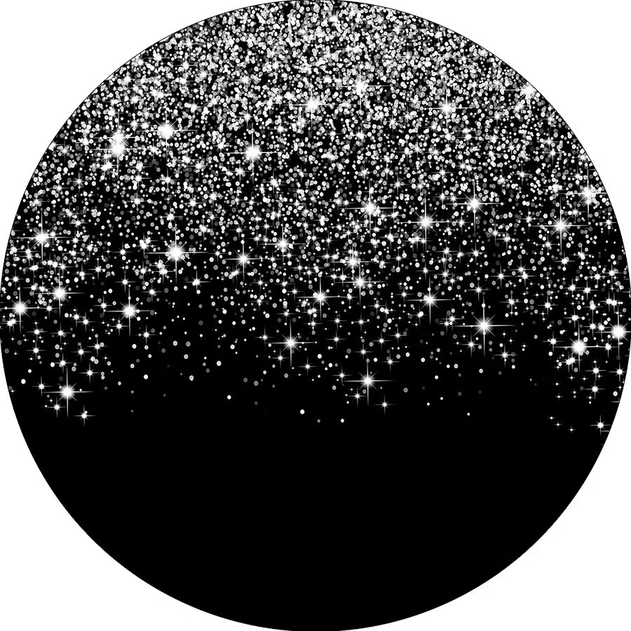 Capa Painel Redondo - Preto Com Glitter Prata - karoline pedroso festas