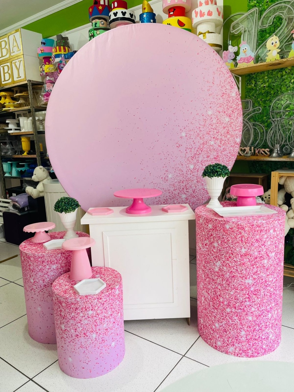 Kit Personalizado - Glitter Rosa - karoline pedroso festas