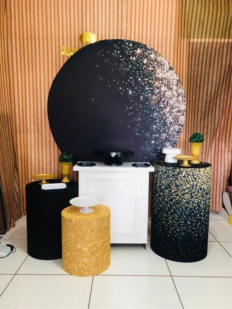 Kit Personalizado Preto Com Glitter Dourado  - karoline pedroso festas