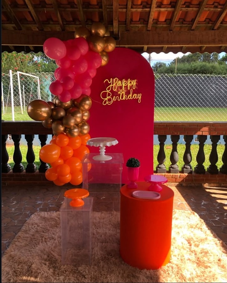 Decoração Pink E Laranja 4 - karoline pedroso festas