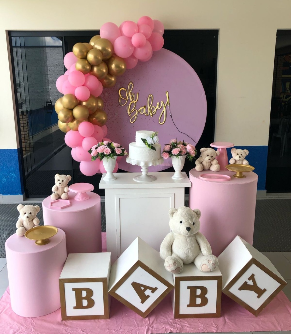 Decoração Chá de Bebê Rosa - karoline pedroso festas