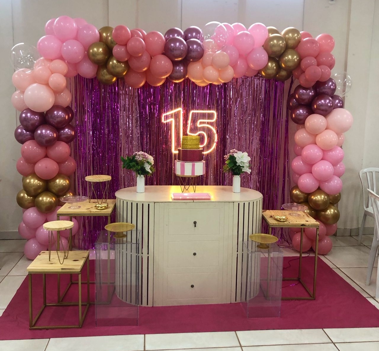 Decoração Rose - karoline pedroso festas