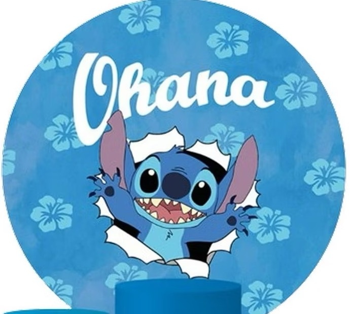 Capa Painel Redondo - Stitch Ohana - karoline pedroso festas