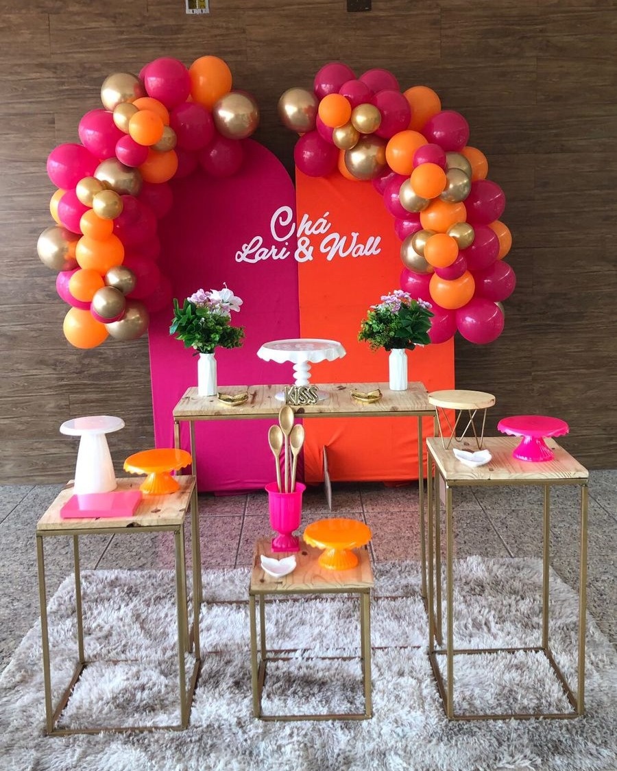 Decoração Pink E Laranja - karoline pedroso festas