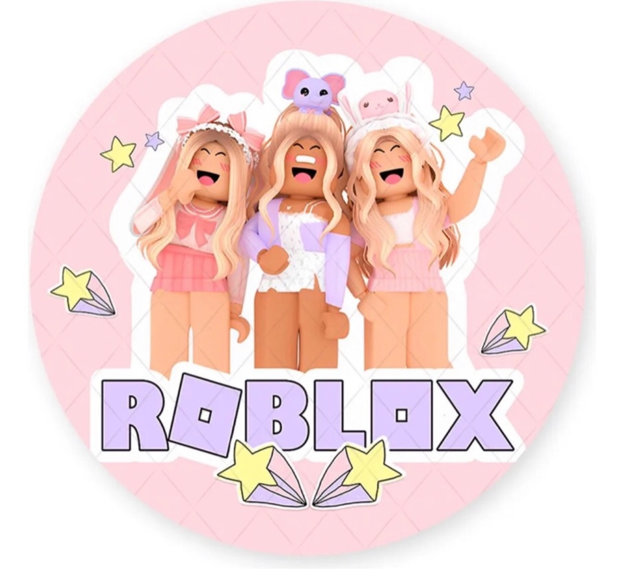 Capa Painel Redondo - Roblox Rosa - karoline pedroso festas