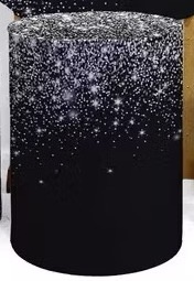 Capa Cilindro G - Preto Com Glitter Prata  - karoline pedroso festas