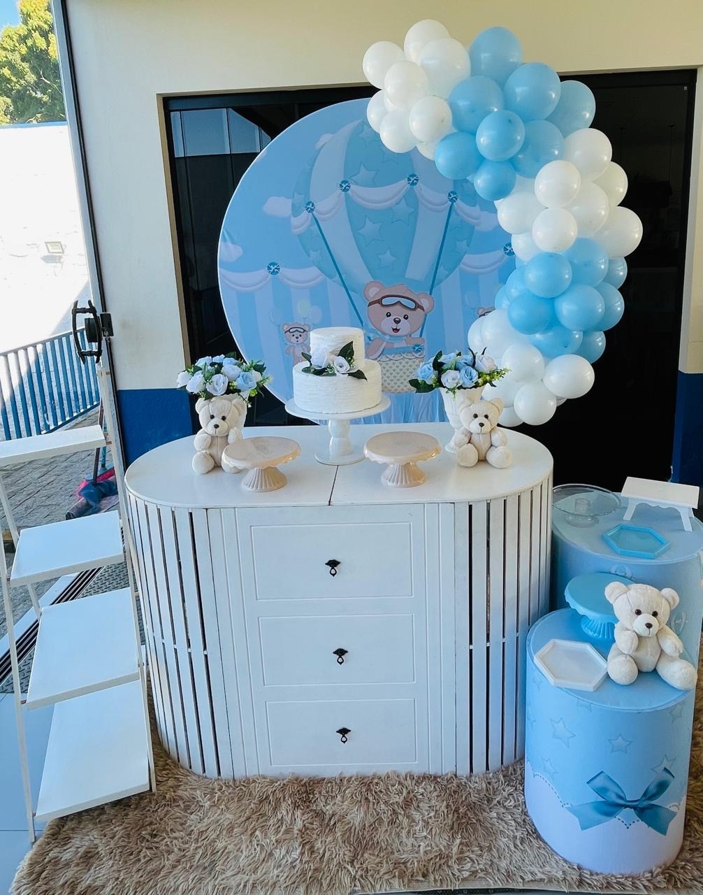 Decoração Chá de Bebe Azul 5 - Ursinho Baloeiro - karoline pedroso festas