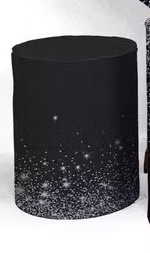 Capa Cilindro M - Preto Com Glitter Prata - karoline pedroso festas