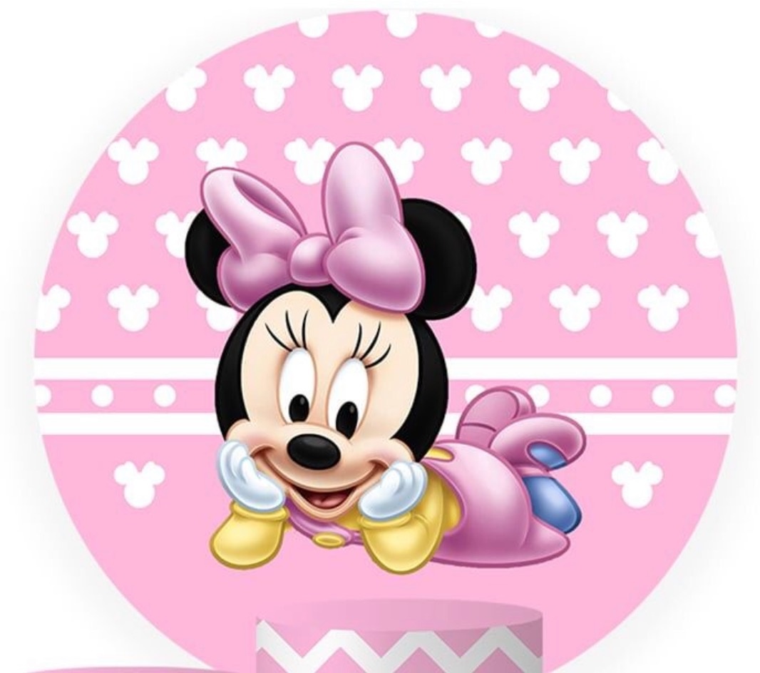 Capa Painel Redondo - Minnie Rosa Baby - karoline pedroso festas
