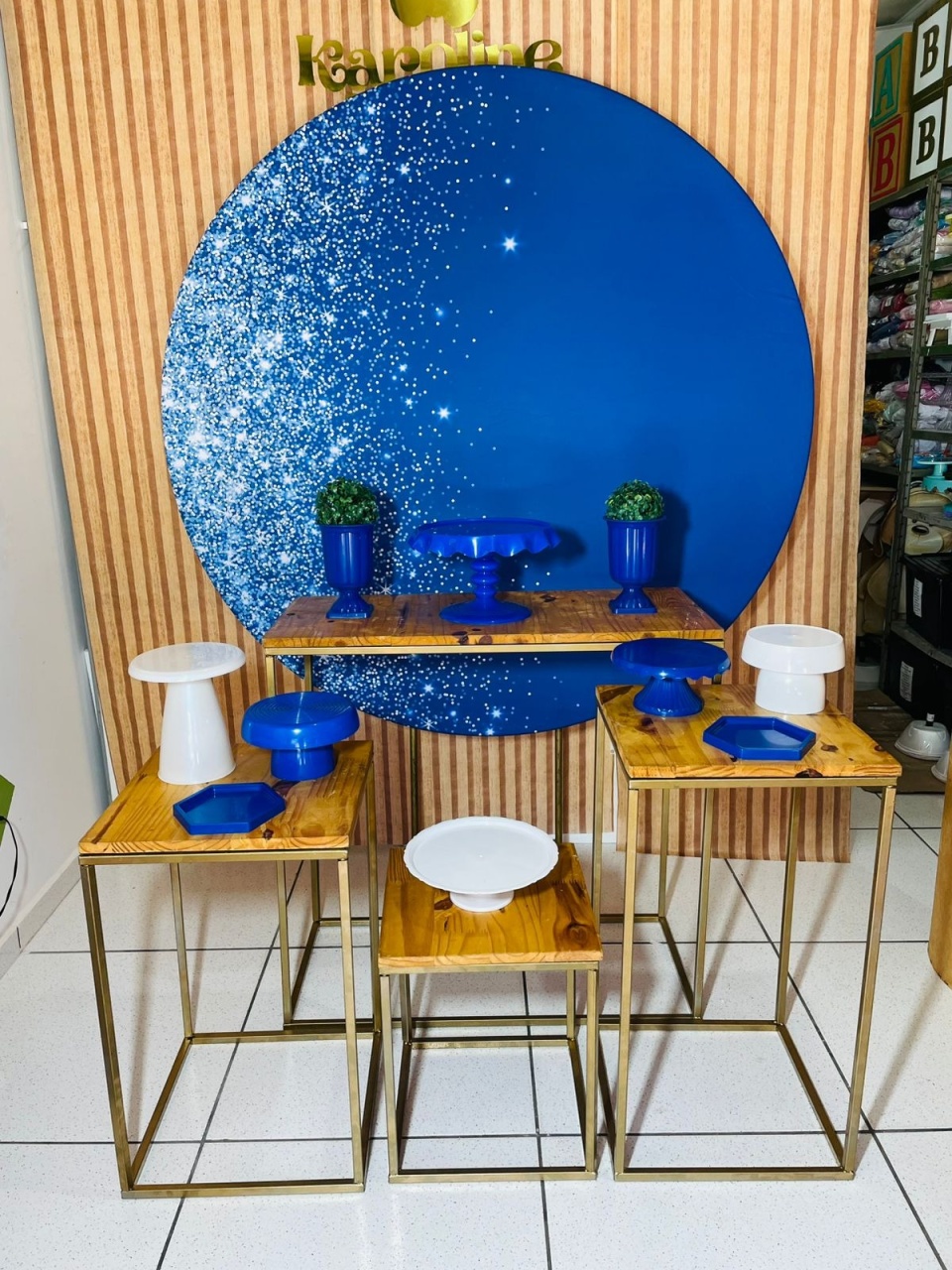 Kit Personalizado - Azul Com Glitter Prata  - karoline pedroso festas