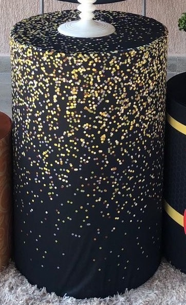 Capa Cilindro G - Preto Com Glitter/ Corinthians  - karoline pedroso festas