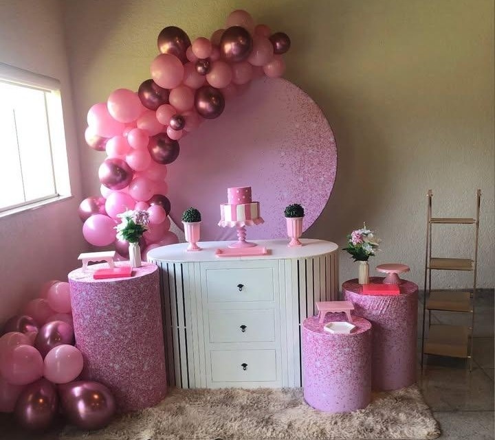 Decoração - Rosa Com Glitter  - karoline pedroso festas
