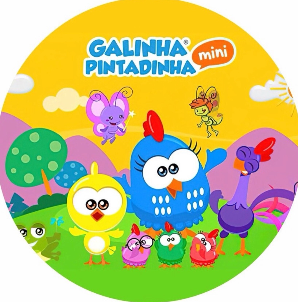 Capa Painel Redondo - Galinha Pintadinha Mini - karoline pedroso festas