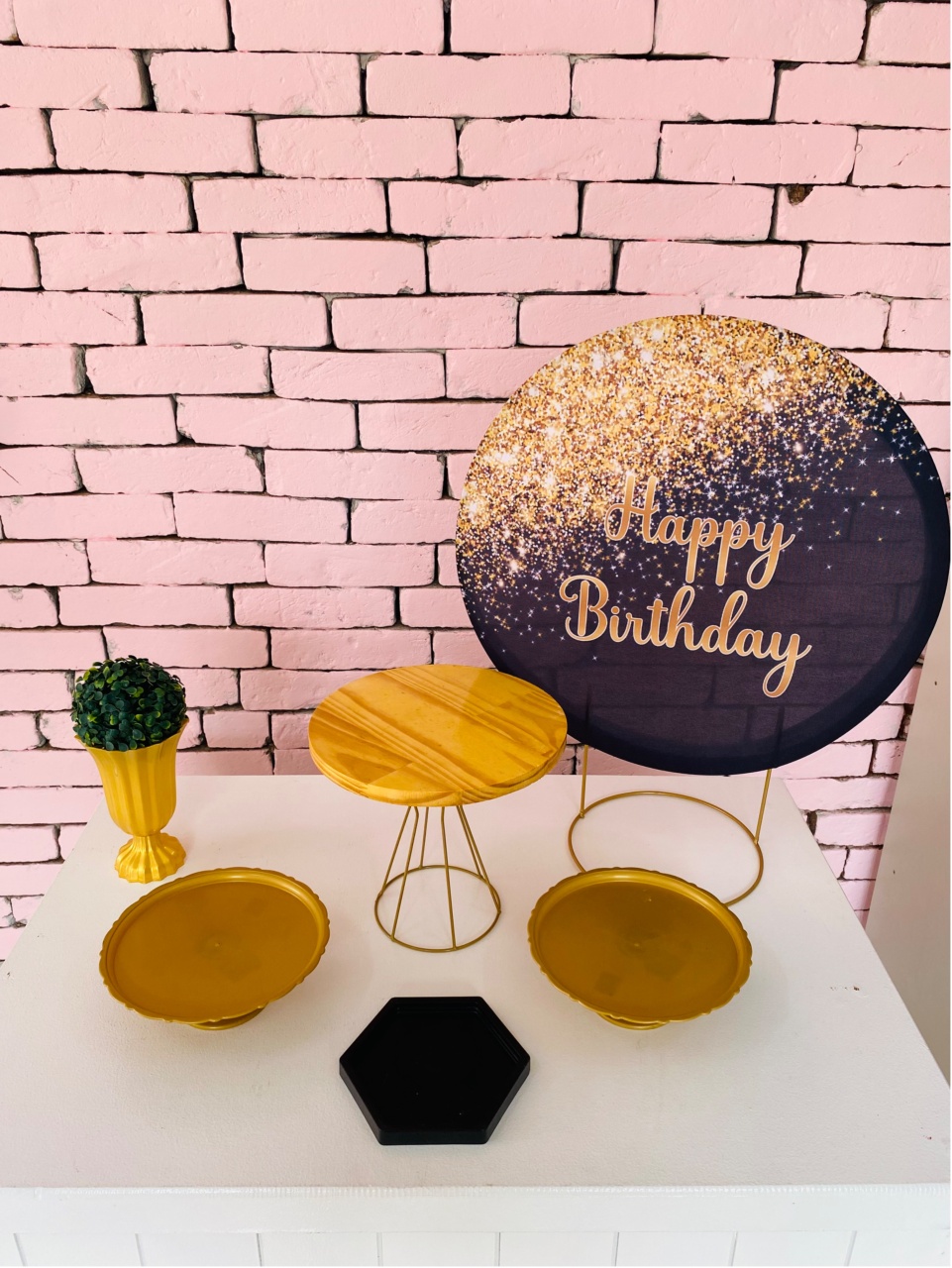 Kit Mini Festa Na Mesa - Happy Birthday Dourado E Preto 2 - karoline pedroso festas