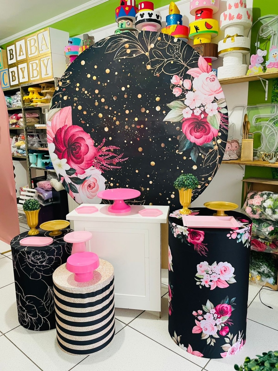 Kit Personalizado - Floral Preta  - karoline pedroso festas