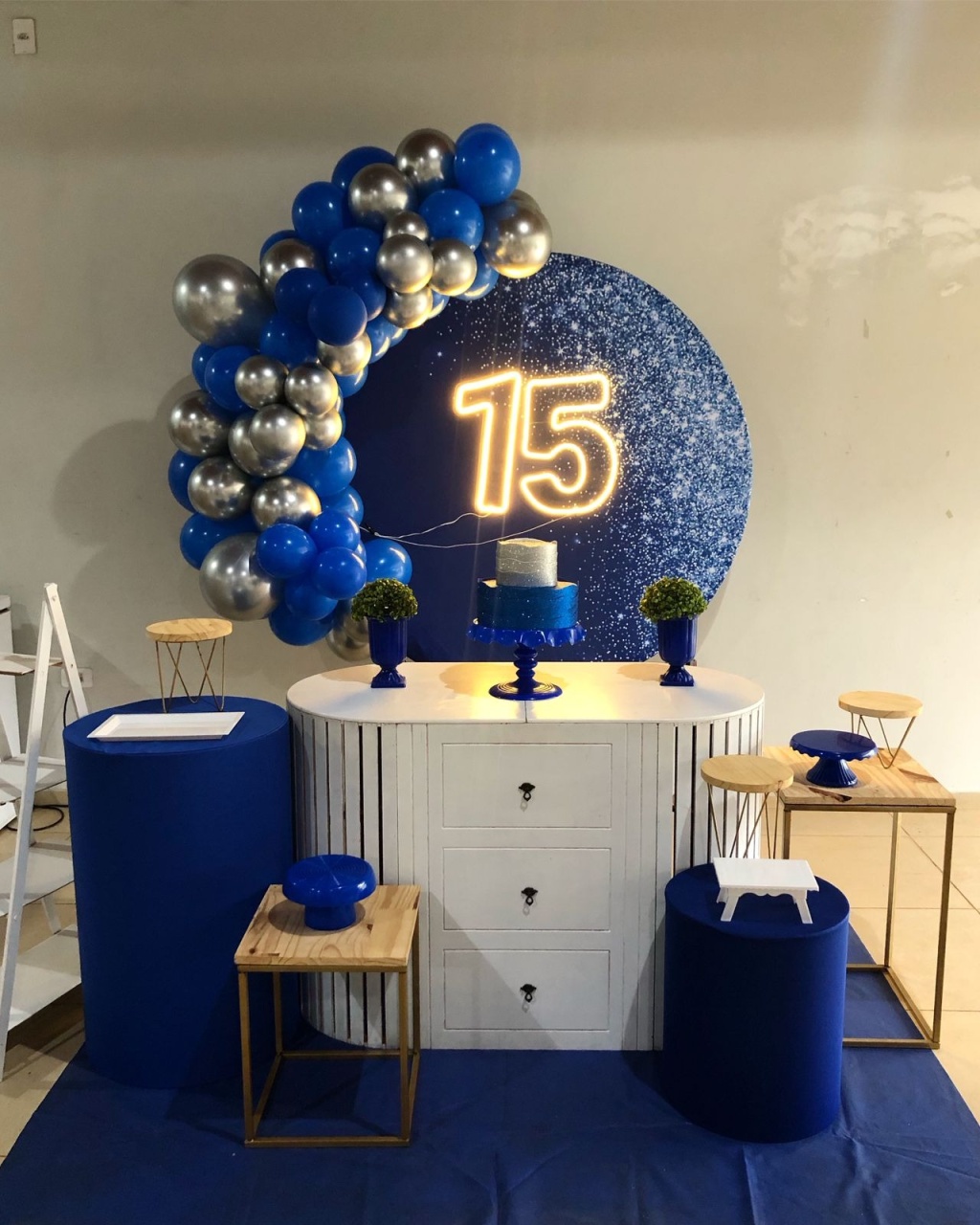 Decoração Azul Com Prata - karoline pedroso festas