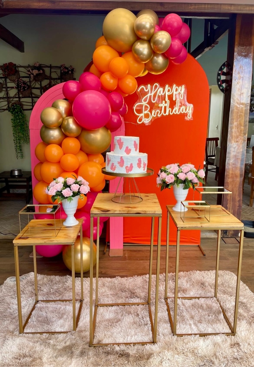 Decoração Pink E Laranja 2 - karoline pedroso festas