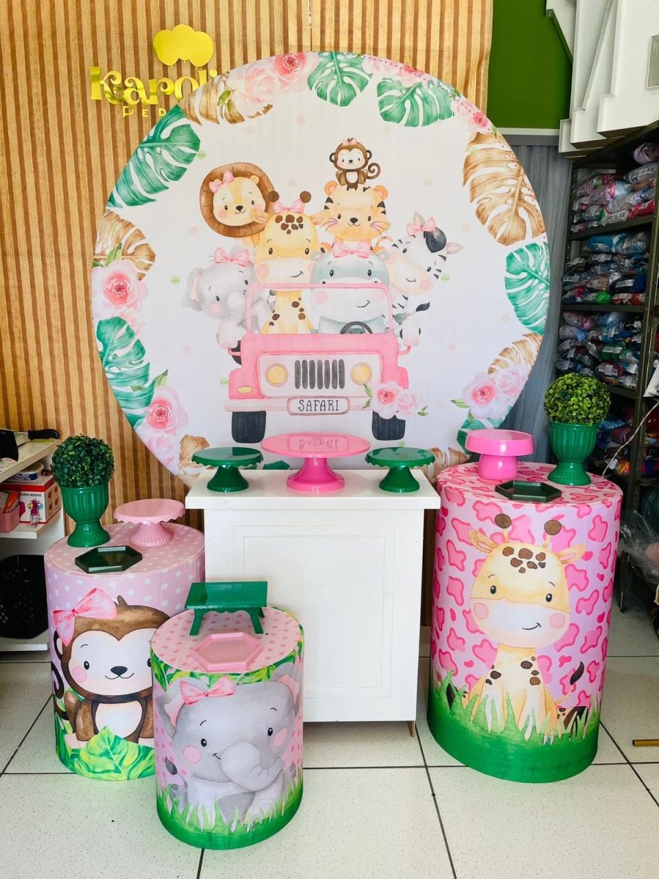 Kit Personalizado - Safari Rosa   - karoline pedroso festas