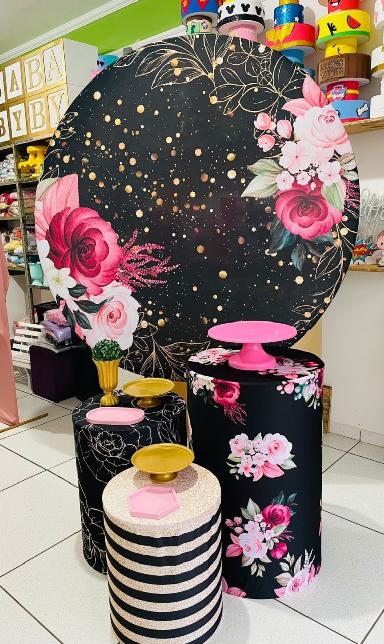 Kit Prata - Floral Preta  - karoline pedroso festas
