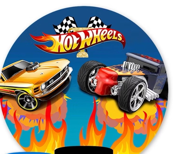 Capa Painel Redondo - Hotwheels - karoline pedroso festas