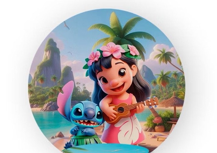 Capa Painel Redondo - Stitch E Lilo - karoline pedroso festas
