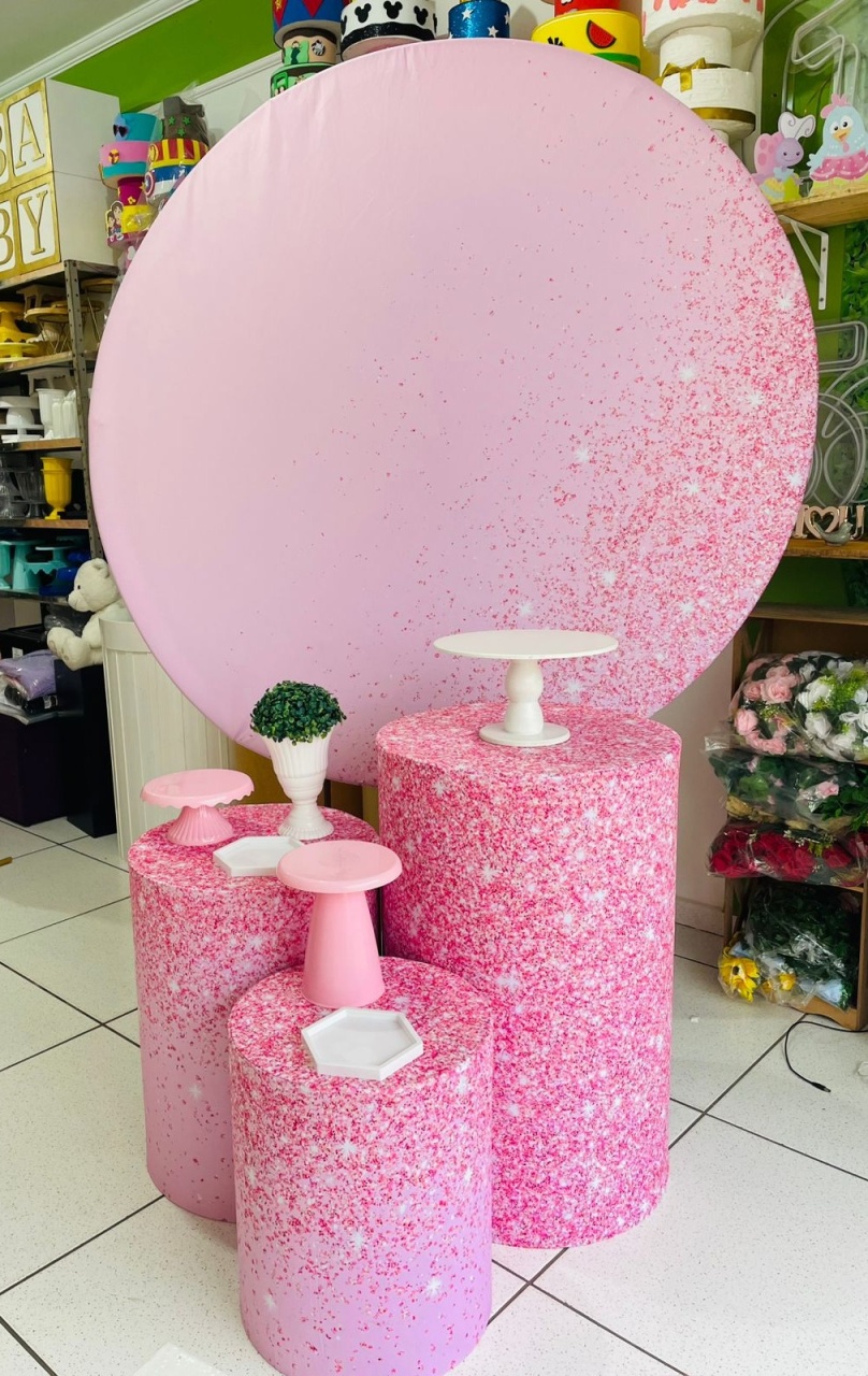 Kit Prata - Glitter Rosa  - karoline pedroso festas