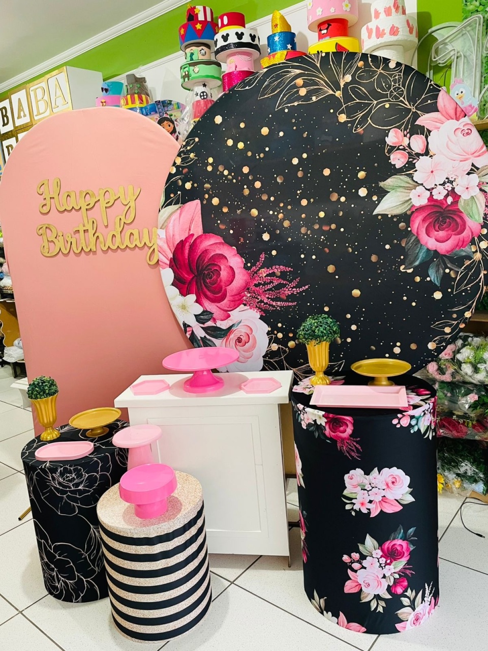 Kit Ouro - Floral Preta - karoline pedroso festas